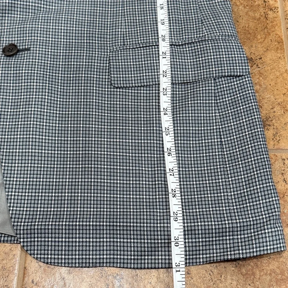 Canali Men’s 100% Wool Single Breasted Houndstooth Blazer US 44R Gray‎ Preppy